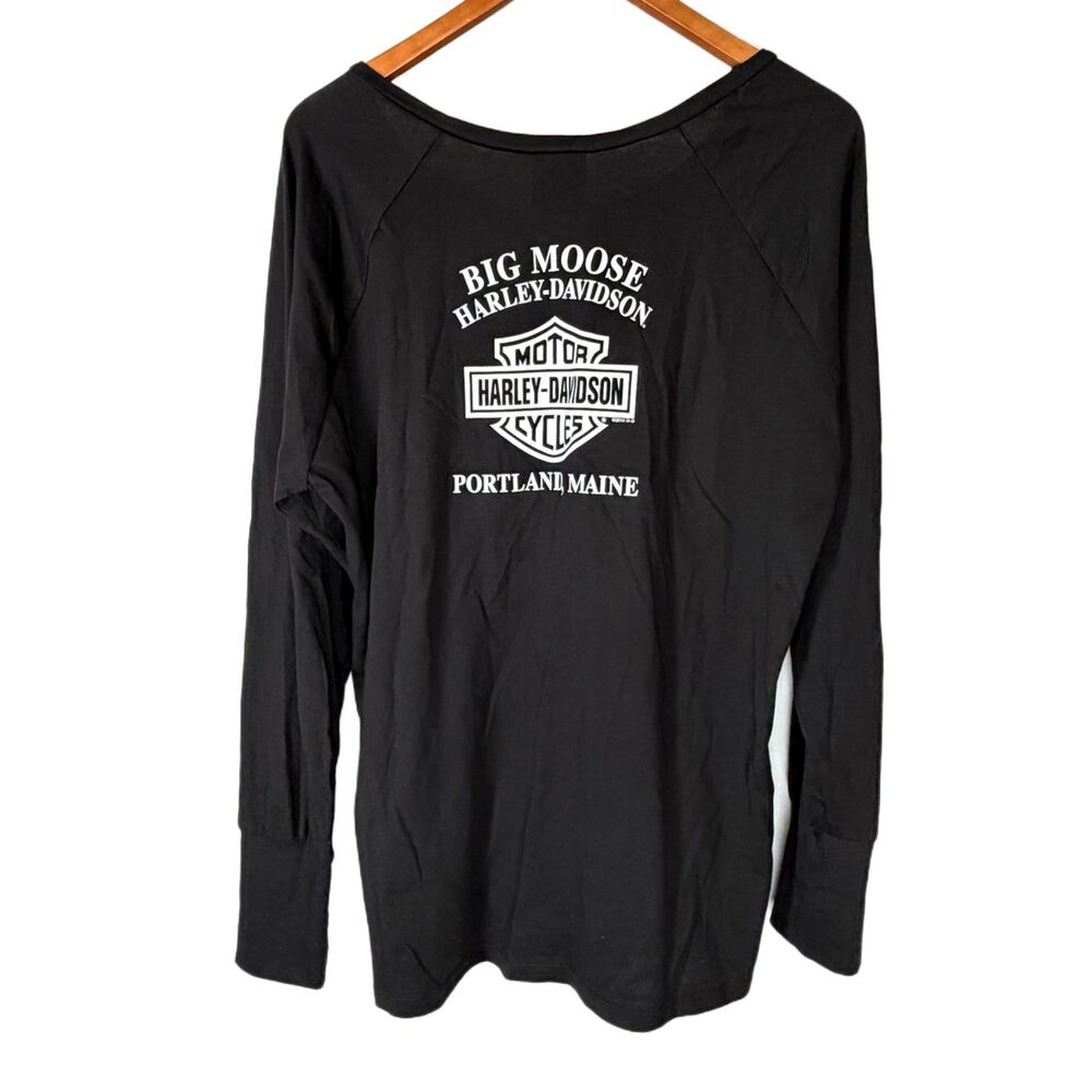 Harley Davidson Shirt 1X NEW Top Black Gray Camo Long Sleeve Big Moose H-D NWT - Picture 4 of 8